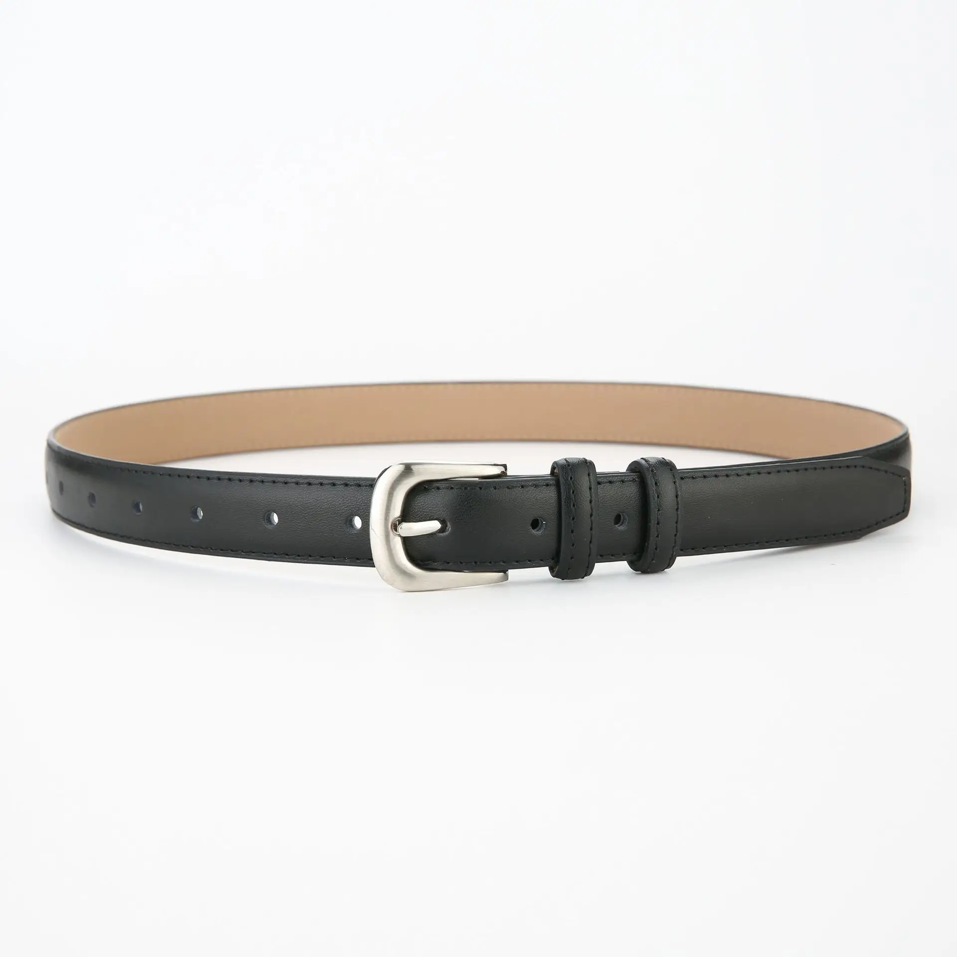 Women's Brown Leather Belt with Silver Buckle 2023 - Image 11