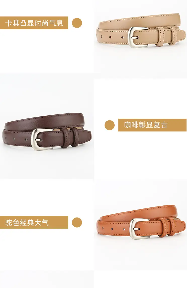 Women's Brown Leather Belt with Silver Buckle 2023 — feature 6