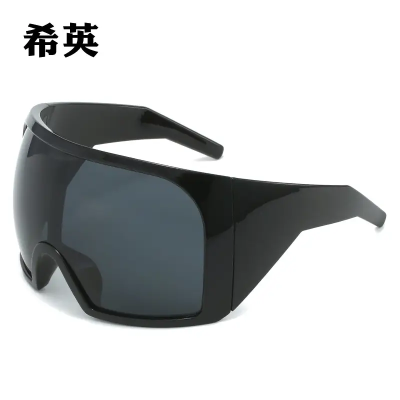 Futuristic Grey Wrap Around Sunglasses for Men Women - Image 15