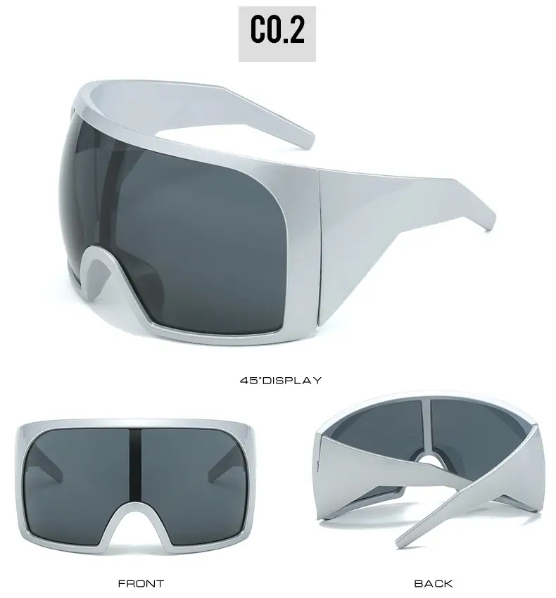 Futuristic Grey Wrap Around Sunglasses for Men Women β feature 8