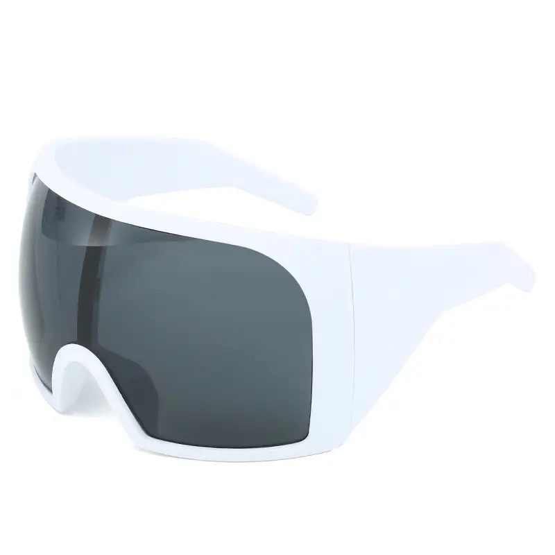 Futuristic Grey Wrap Around Sunglasses for Men Women - Image 9