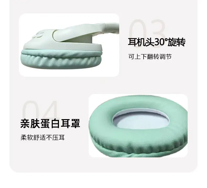 Wireless Bluetooth Headset Pink White Ultra Long Battery — feature 10