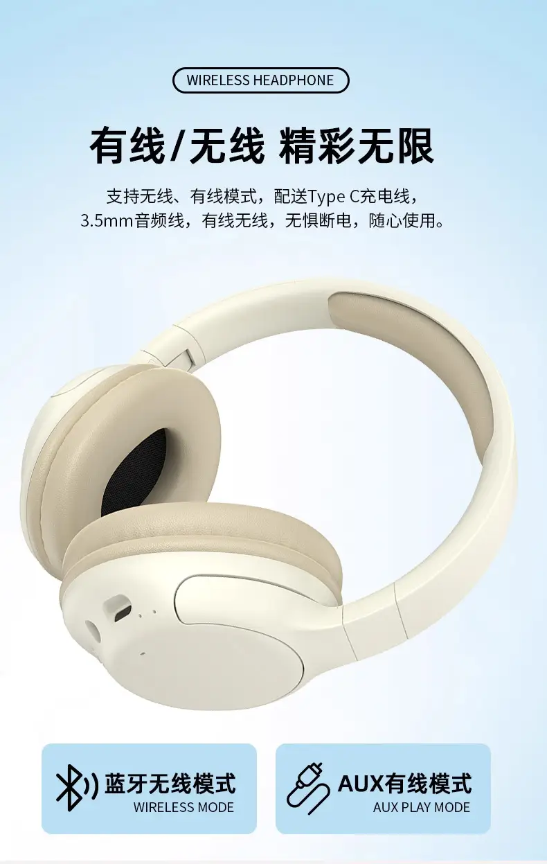 Wireless Bluetooth Headset Pink White Ultra Long Battery — feature 14