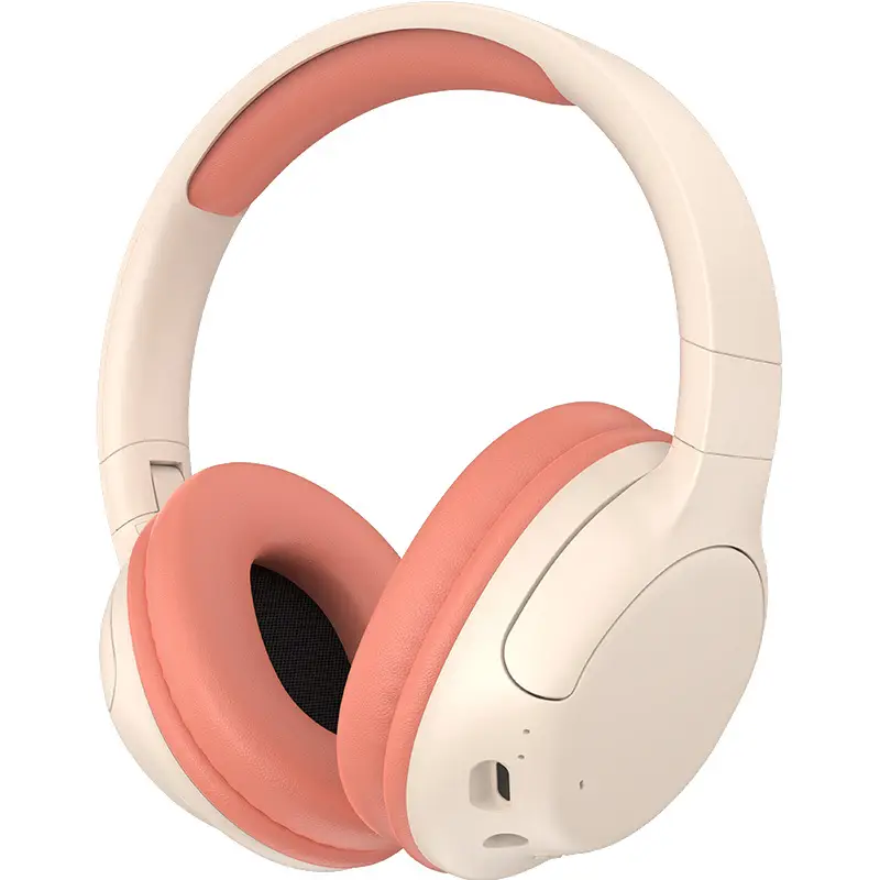 Wireless Bluetooth Headset Pink White Ultra Long Battery - Image 2