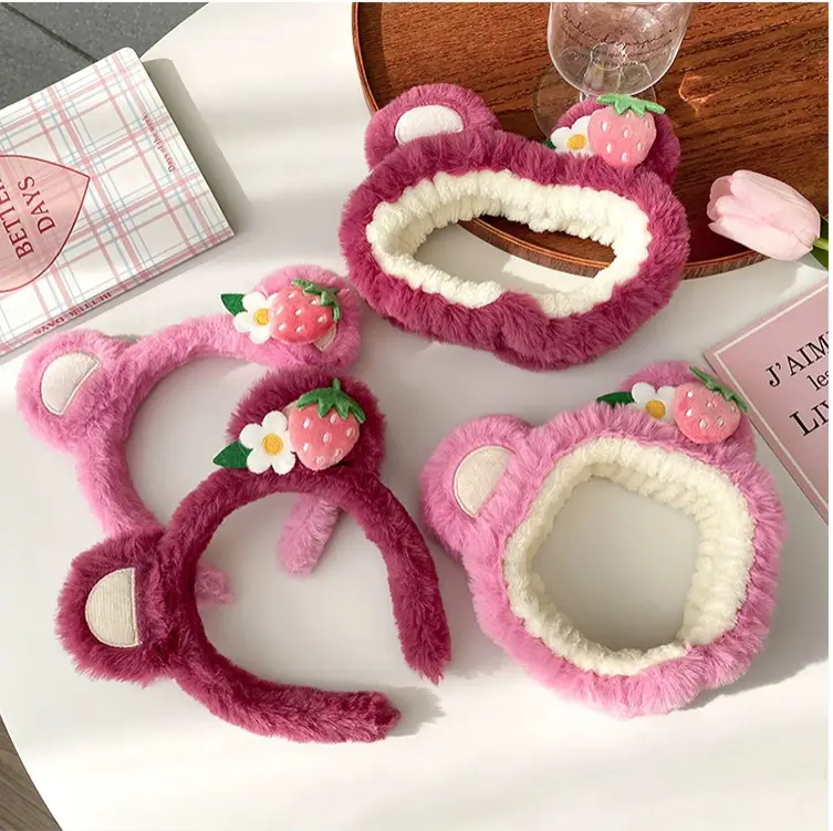 Pink Plush Bear Ear Hairband for Girls - Image 10