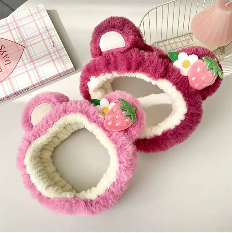 Pink Plush Bear Ear Hairband for Girls - Image 11