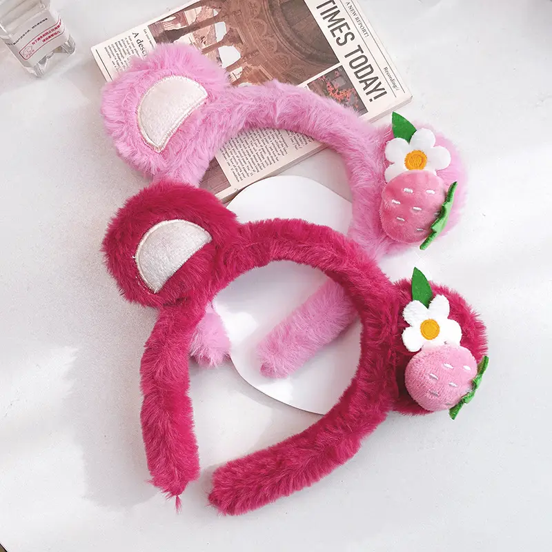 Pink Plush Bear Ear Hairband for Girls - Image 13