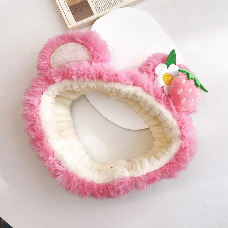 Pink Plush Bear Ear Hairband for Girls — feature 8