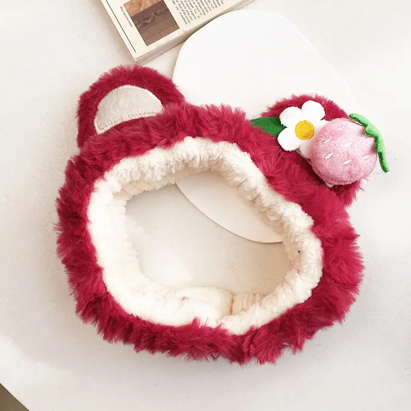 Pink Plush Bear Ear Hairband for Girls — feature 9