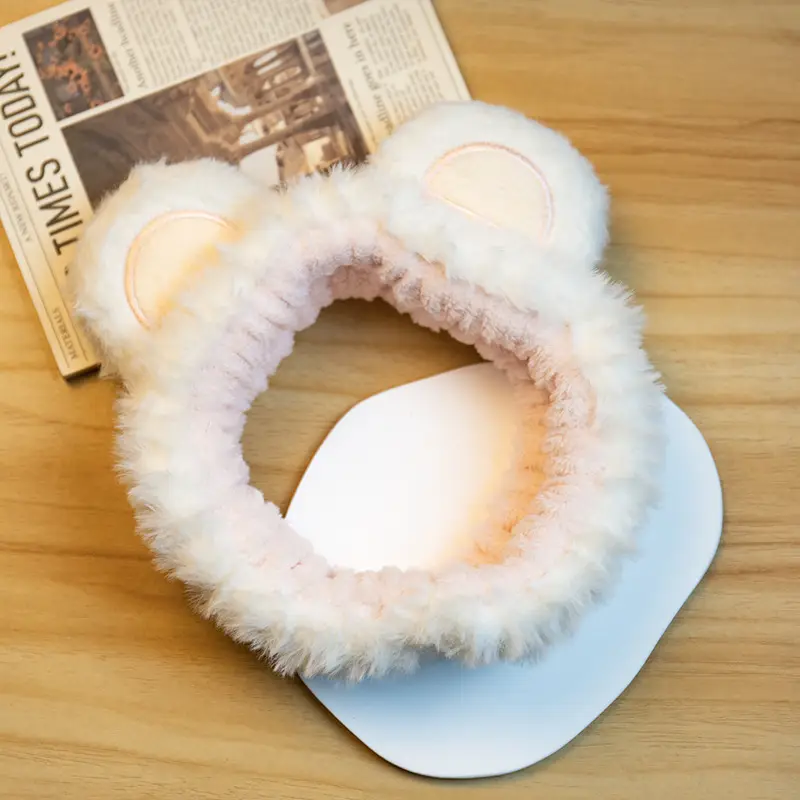 Pink Plush Bear Ear Hairband for Girls - Image 2