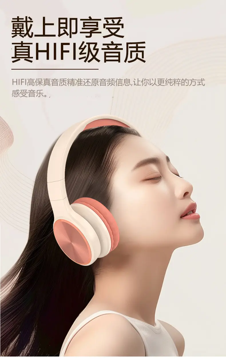 Wireless Bluetooth Headset Pink White Gaming Music — feature 5