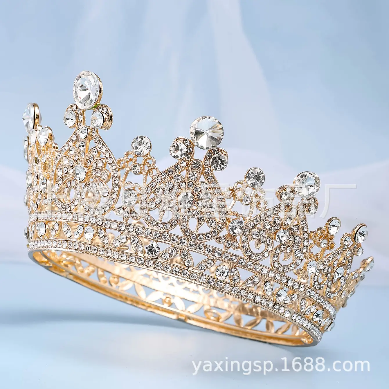 European Bridal Crown with Rhinestones for Wedding - Image 4