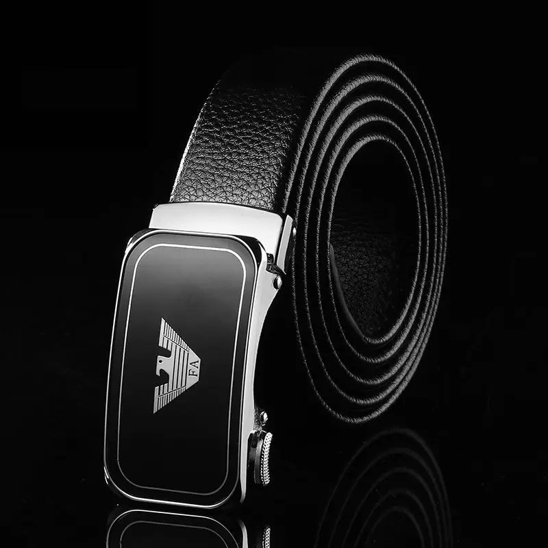 2021 Men's Black Leather Belt with Automatic Buckle - Image 6