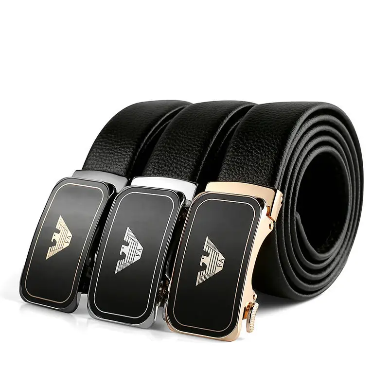 2021 Men's Black Leather Belt with Automatic Buckle - Image 7