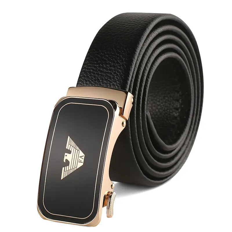 2021 Men's Black Leather Belt with Automatic Buckle - Image 8
