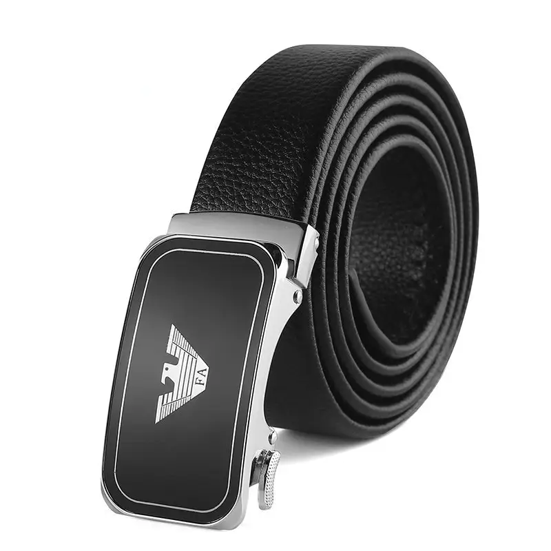 2021 Men's Black Leather Belt with Automatic Buckle - Image 2