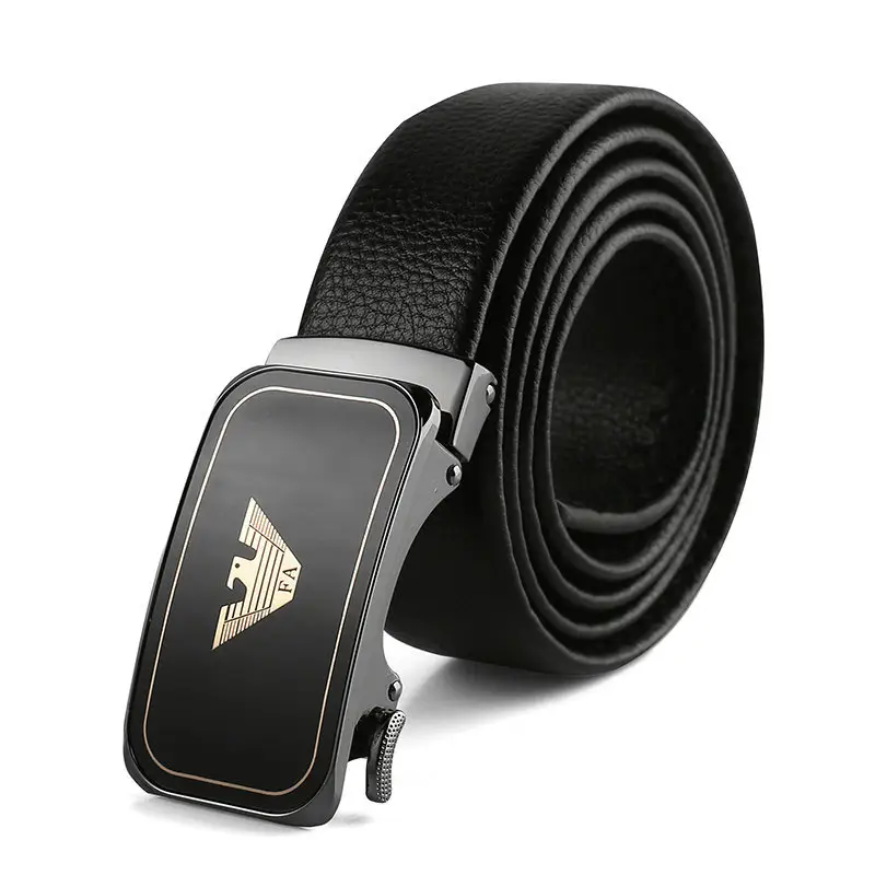 2021 Men's Black Leather Belt with Automatic Buckle - Image 3