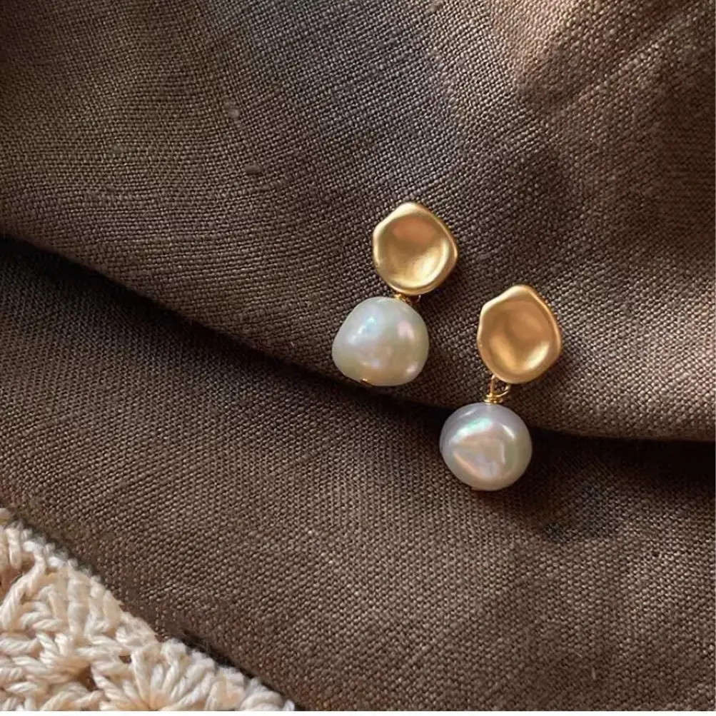 Natural Baroque Pearl Earrings for Women