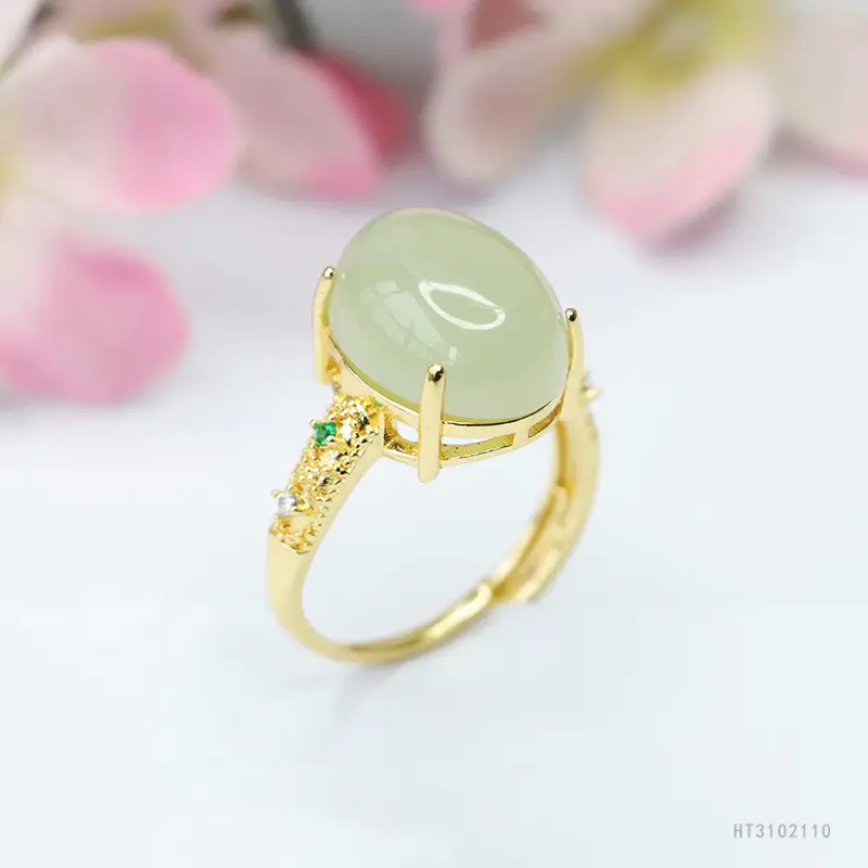 Guan Yu Jade Ring Pigeon Egg Gold Plated — feature 8