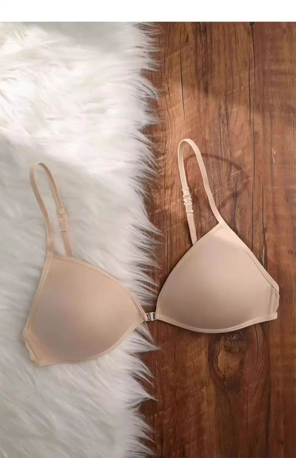 Thin French triangle cup underwear women's beauty back halter thin shoulder strap front buckle bra seamless small chest bra summer — feature 1