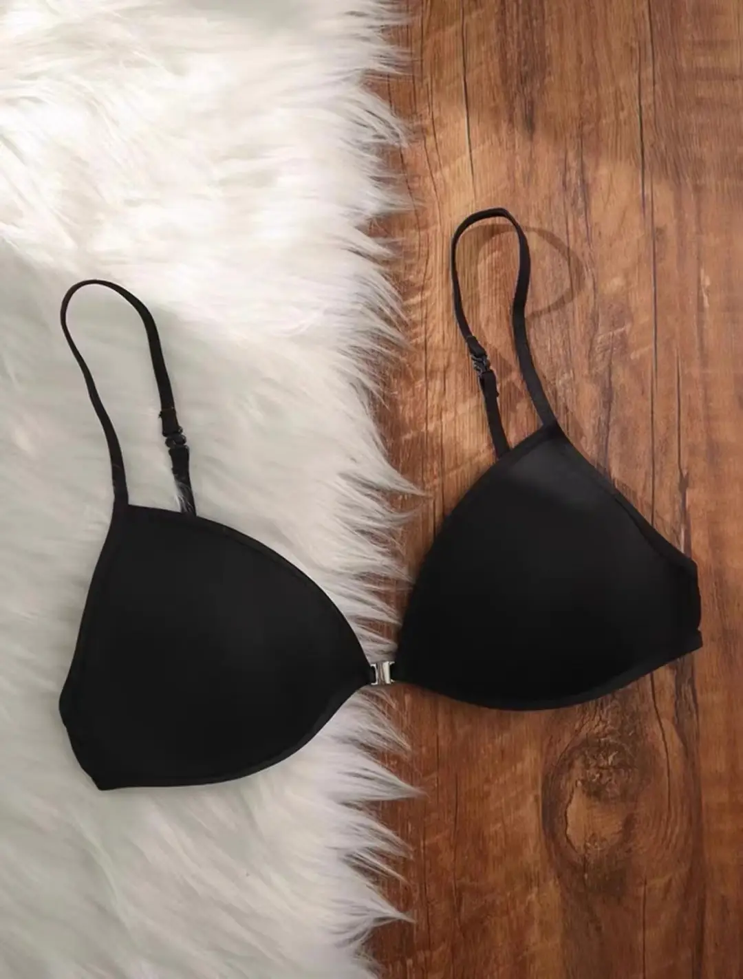 Thin French triangle cup underwear women's beauty back halter thin shoulder strap front buckle bra seamless small chest bra summer — feature 13