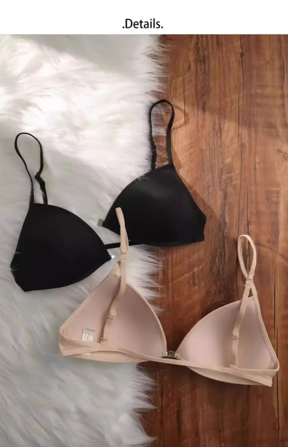 Thin French triangle cup underwear women's beauty back halter thin shoulder strap front buckle bra seamless small chest bra summer — feature 3
