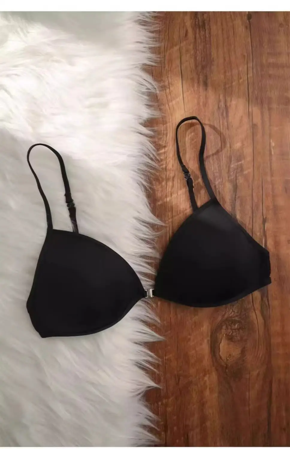 Thin French triangle cup underwear women's beauty back halter thin shoulder strap front buckle bra seamless small chest bra summer — feature 7