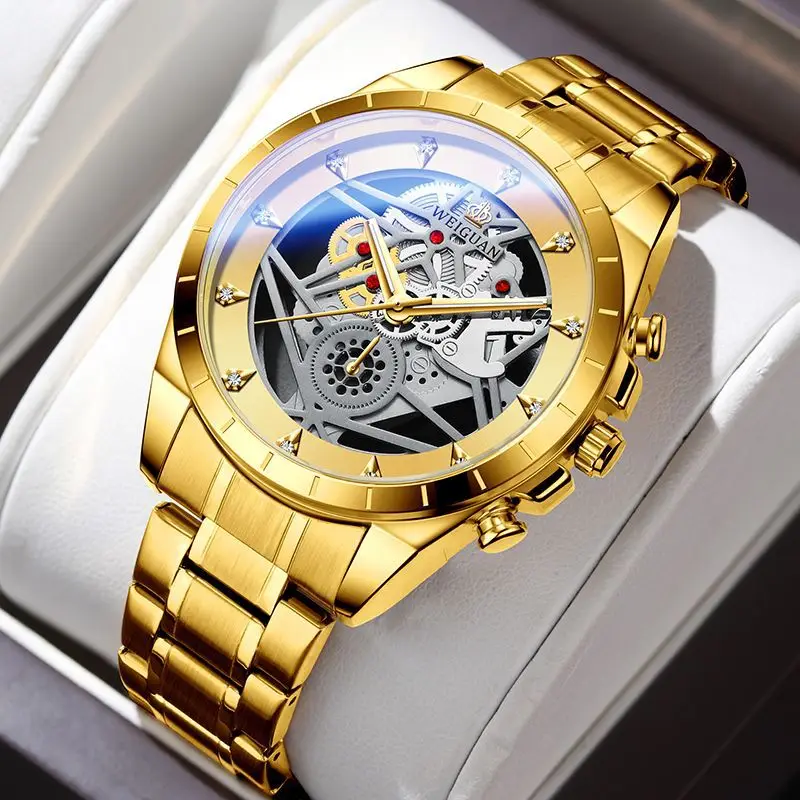 Men's Gold Skeleton Watch with Full Automatic Mechanism - Image 3