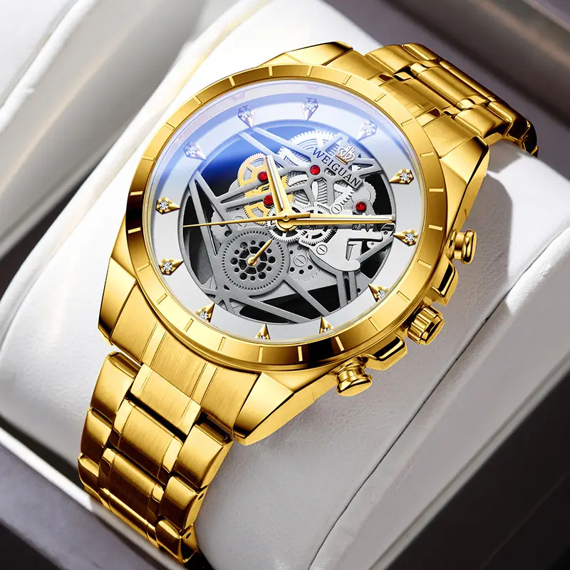 Men's Gold Skeleton Watch with Full Automatic Mechanism - Image 4