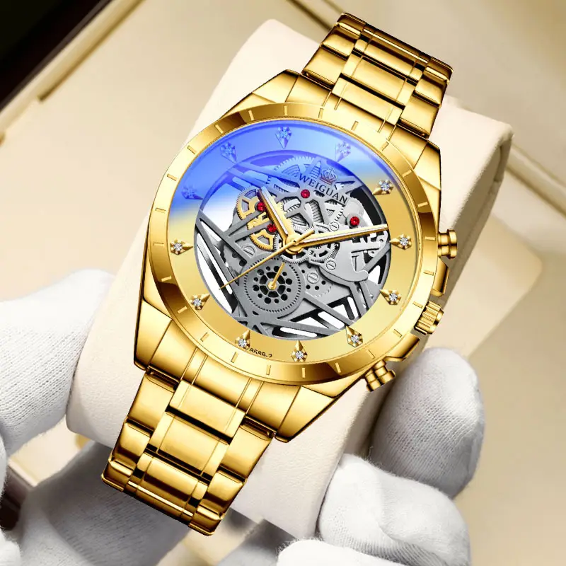 Men's Gold Skeleton Watch with Full Automatic Mechanism — feature 1