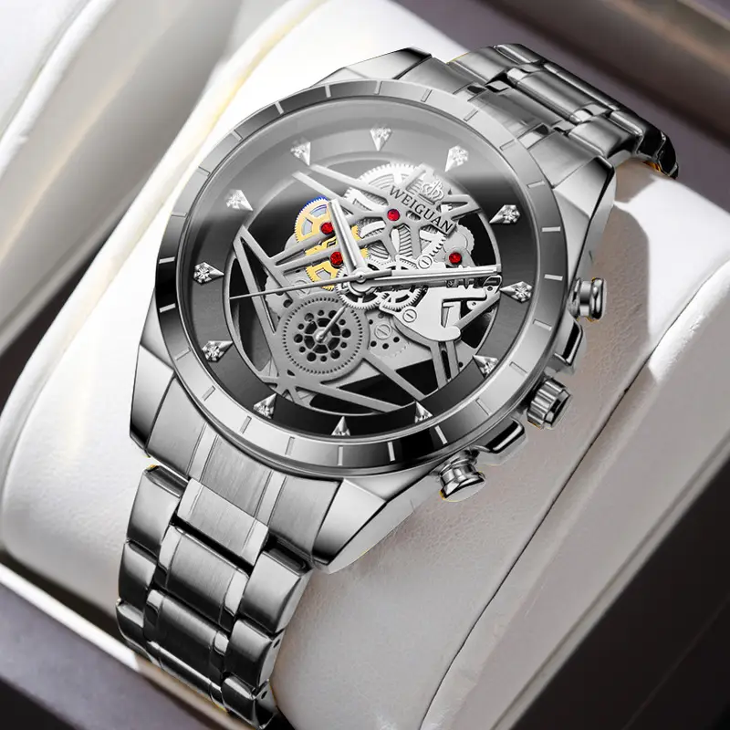 Men's Gold Skeleton Watch with Full Automatic Mechanism - Image 2