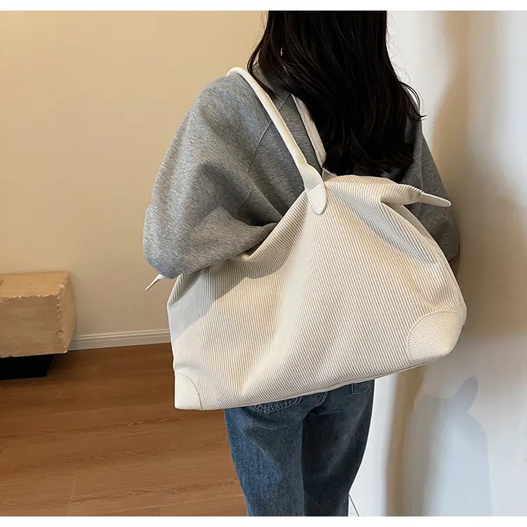 Black Large Capacity Corduroy Shoulder Bag — feature 17
