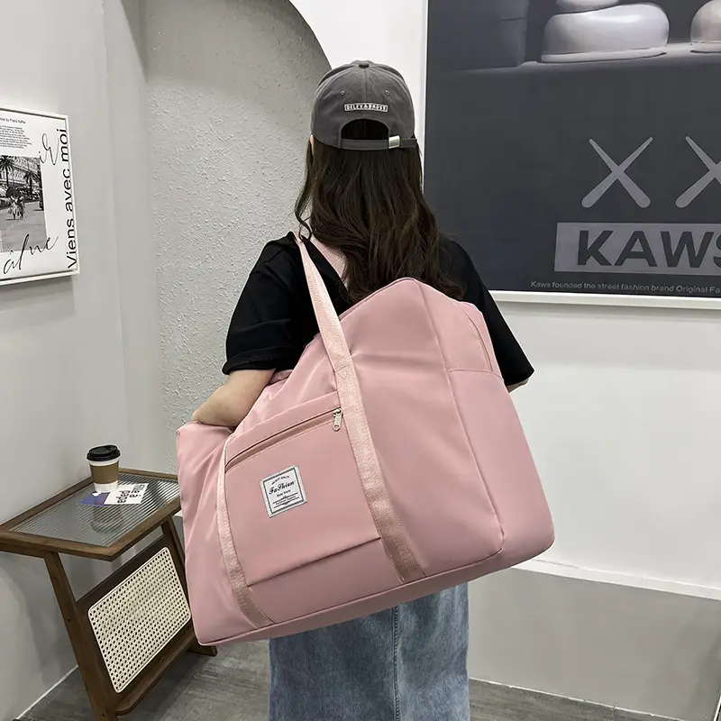 Pink Crossbody Travel Bag Large Capacity Moving Bag - Image 9