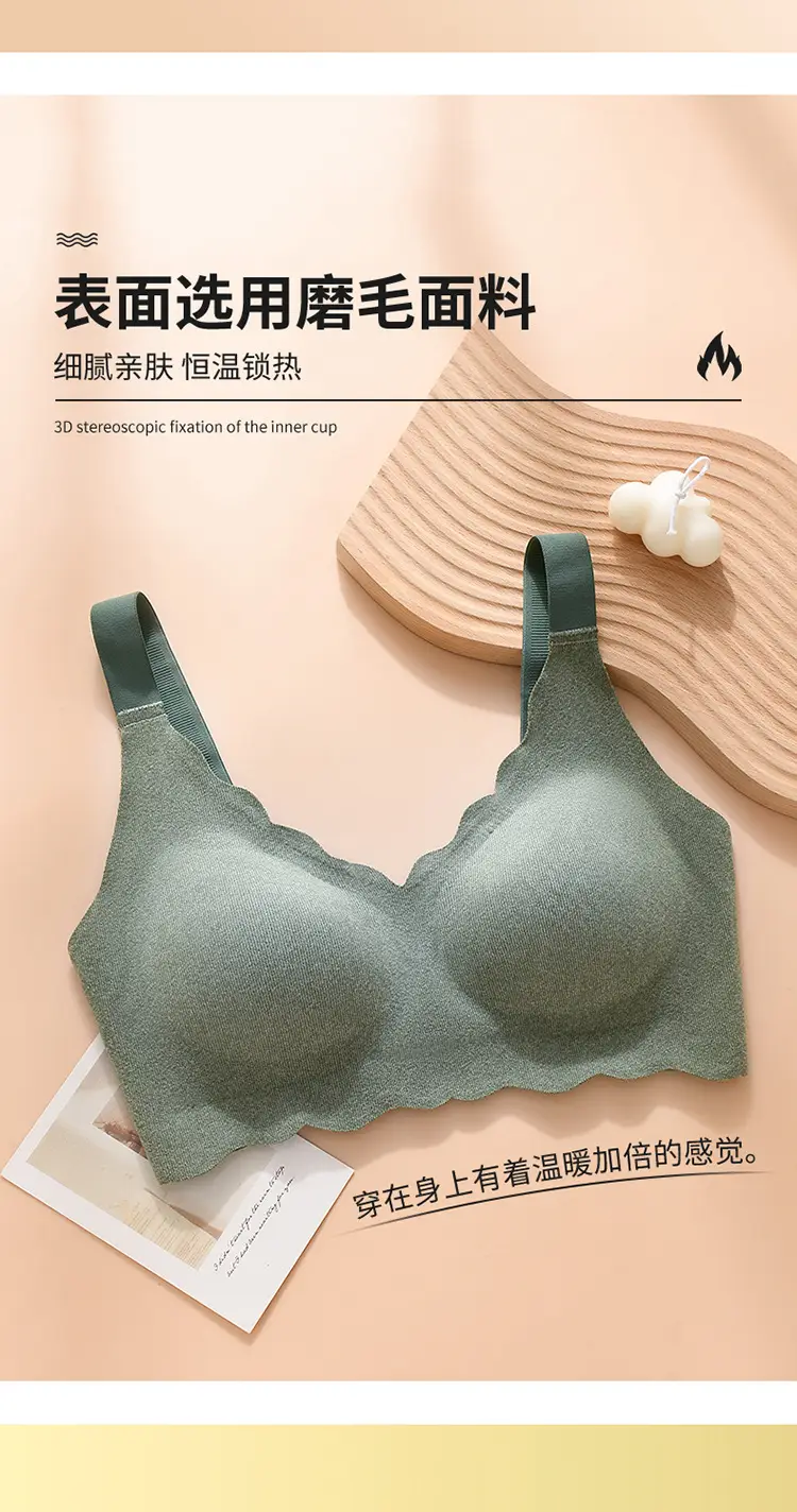 De Velvet Thermal Seamless Push-Up Bra Women Plus Size Wireless Upper Support — feature 4