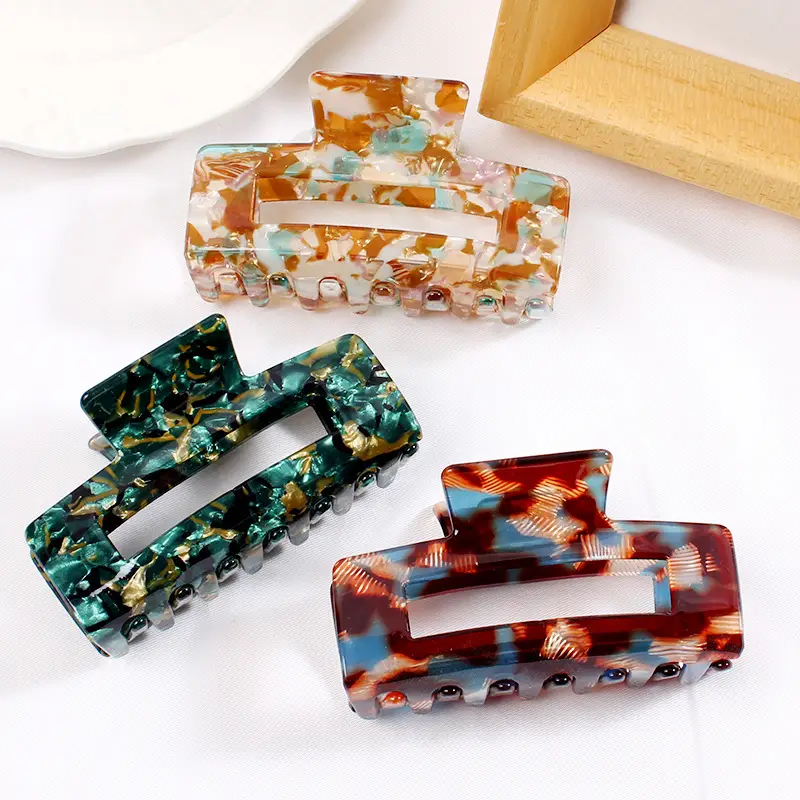Retro Acrylic Shark Hair Clip with Colorful Design - Image 9