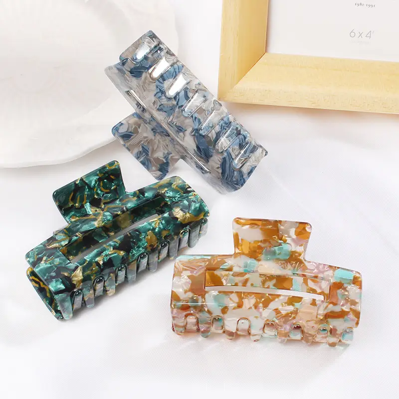 Retro Acrylic Shark Hair Clip with Colorful Design - Image 10