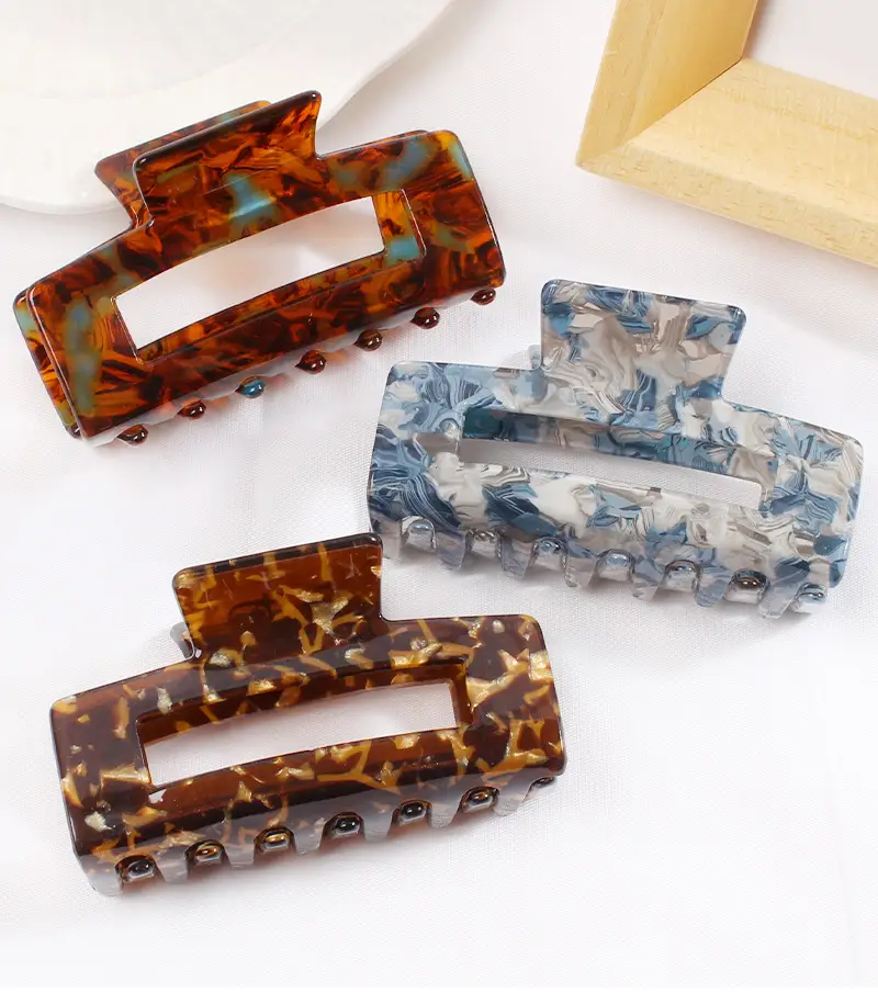 Retro Acrylic Shark Hair Clip with Colorful Design — feature 1