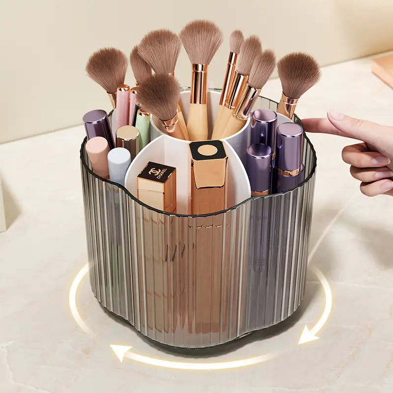 Transparent Rotating Makeup Storage with Lid - Image 5