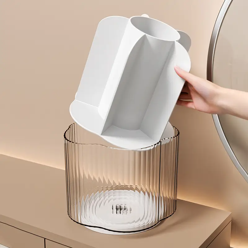 Transparent Rotating Makeup Storage with Lid - Image 6
