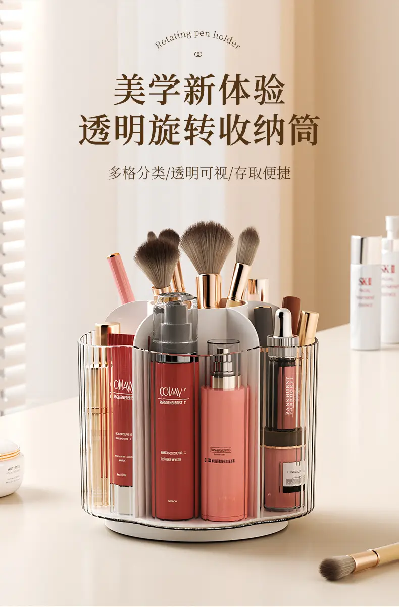 Transparent Rotating Makeup Storage with Lid — feature 1