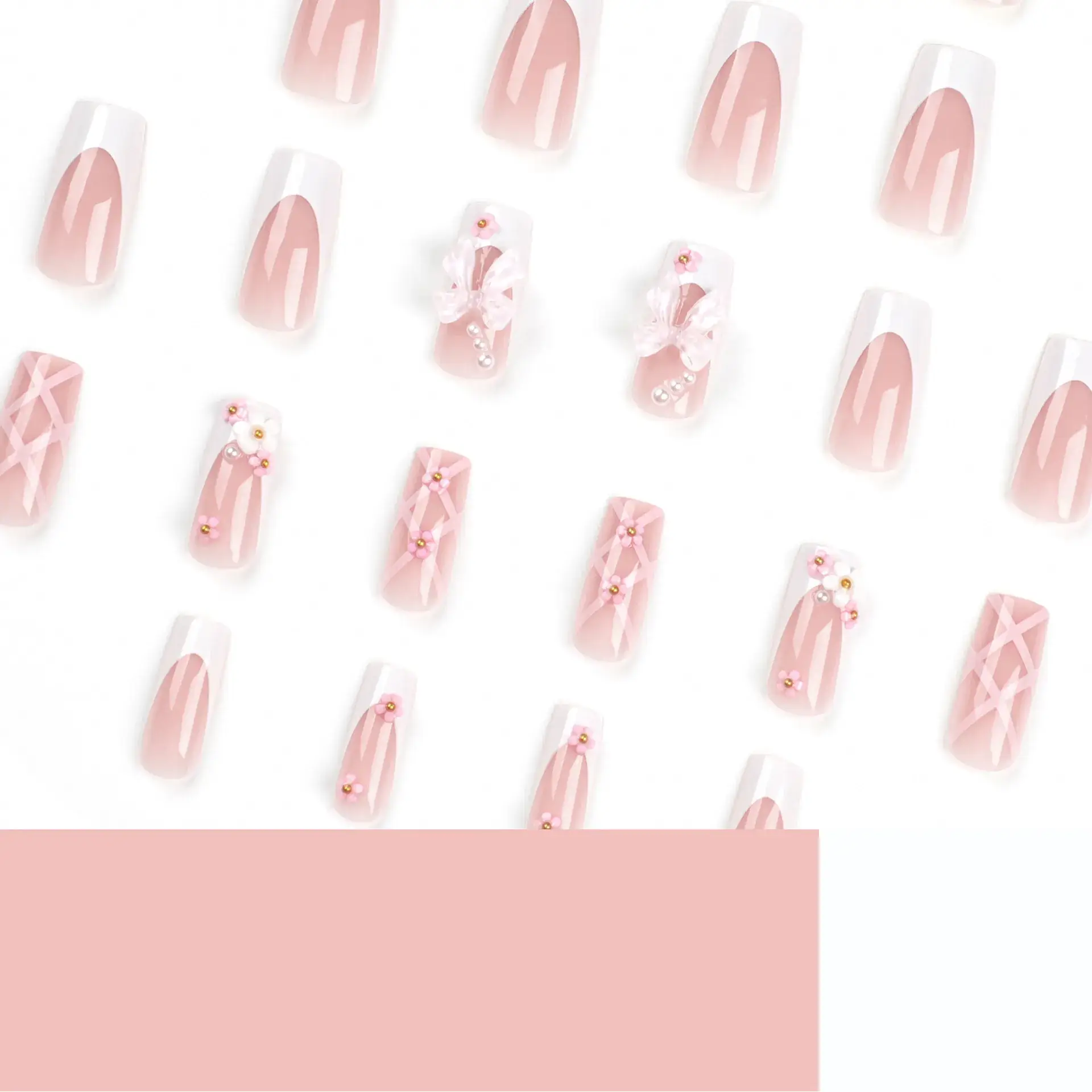 Pink Bow Nail Art Set for Women - Image 4