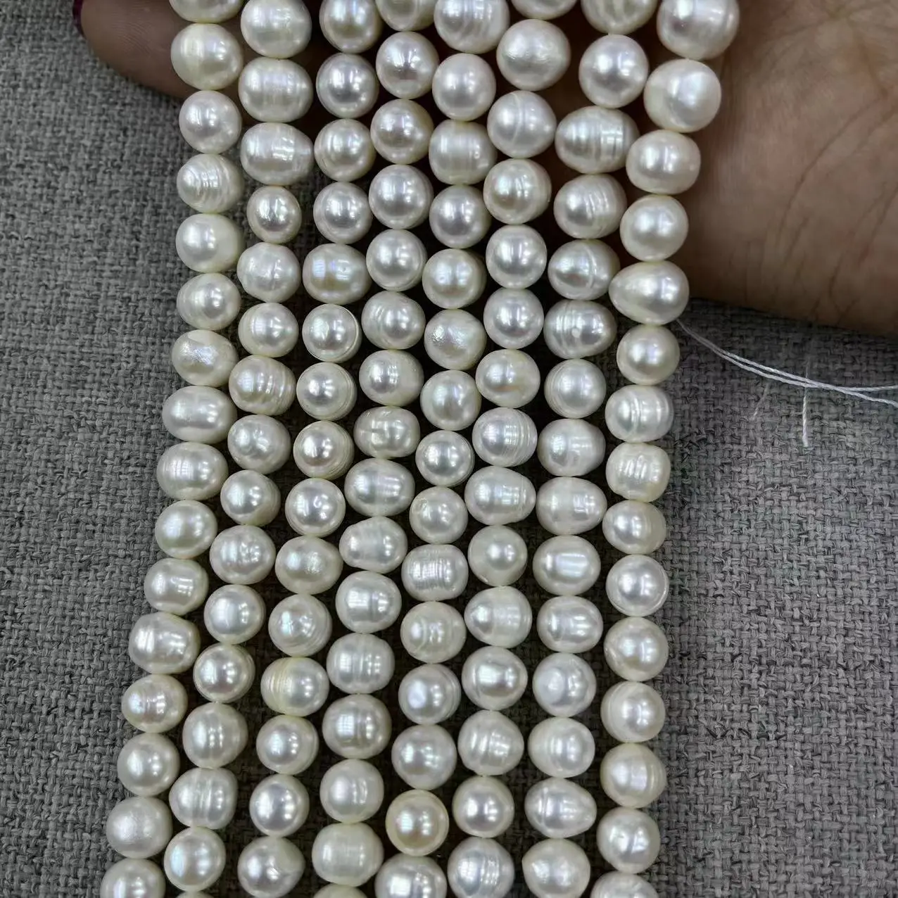 7-8mm Natural Freshwater Pearl Necklace Set - Image 2