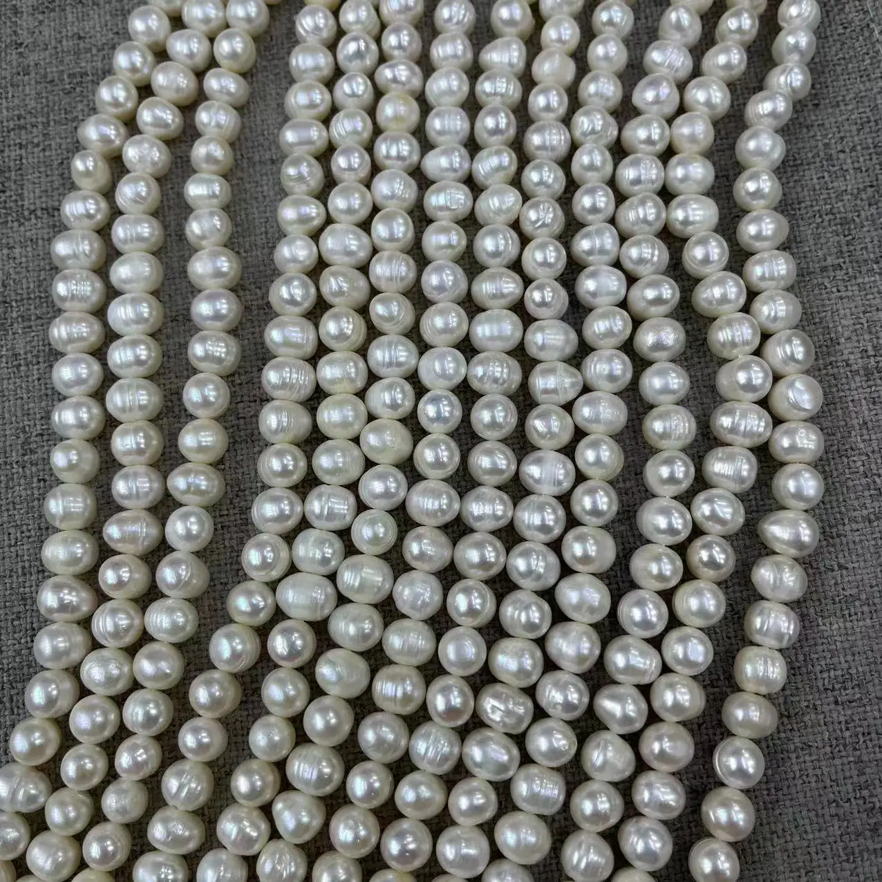 7-8mm Natural Freshwater Pearl Necklace Set - Image 3