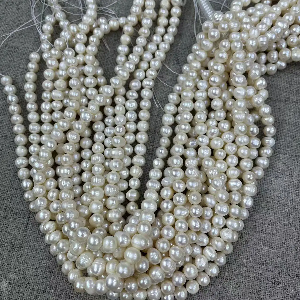 7-8mm Natural Freshwater Pearl Necklace Set - Image 4