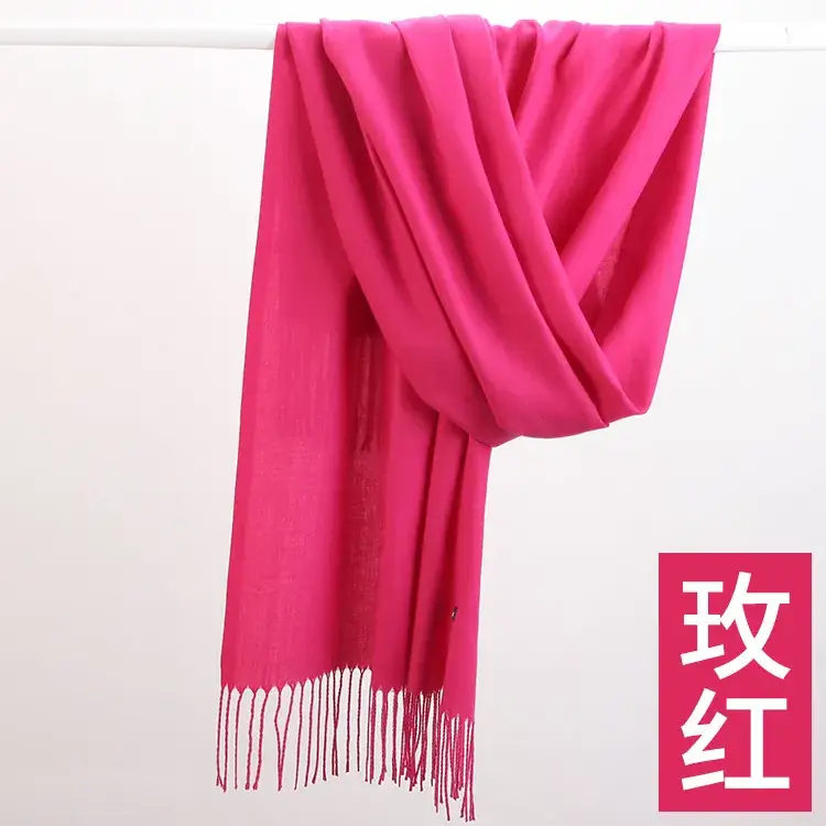 Women's Navy Blue Cashmere Shawl with Tassels - Image 11