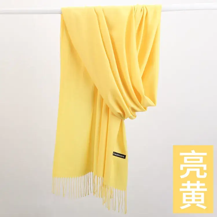 Women's Navy Blue Cashmere Shawl with Tassels - Image 12
