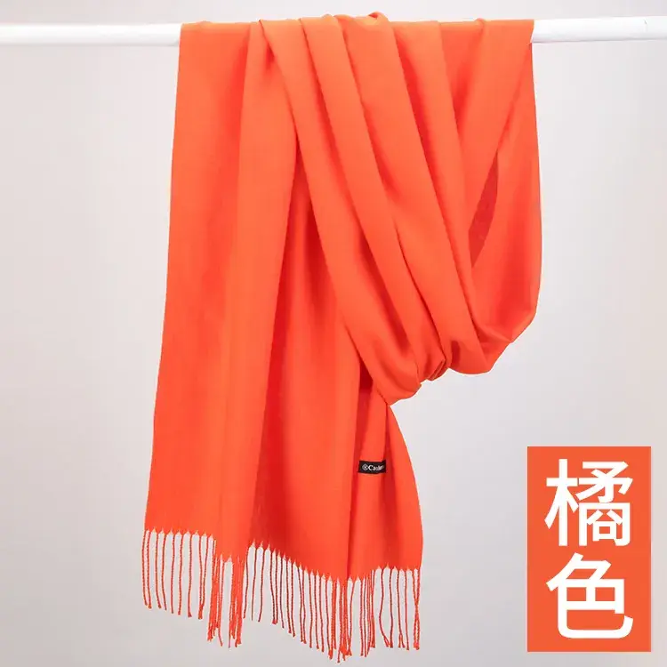 Women's Navy Blue Cashmere Shawl with Tassels - Image 14