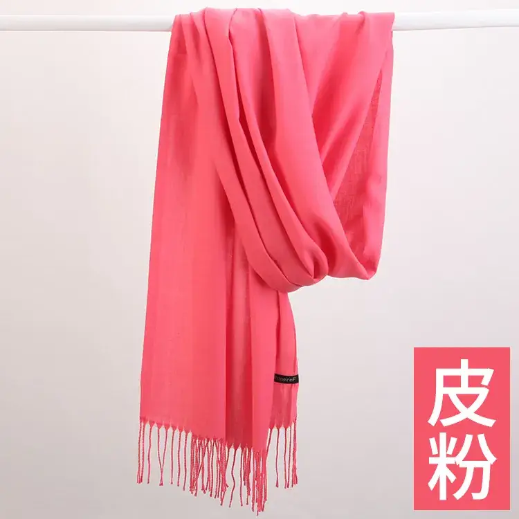 Women's Navy Blue Cashmere Shawl with Tassels - Image 18