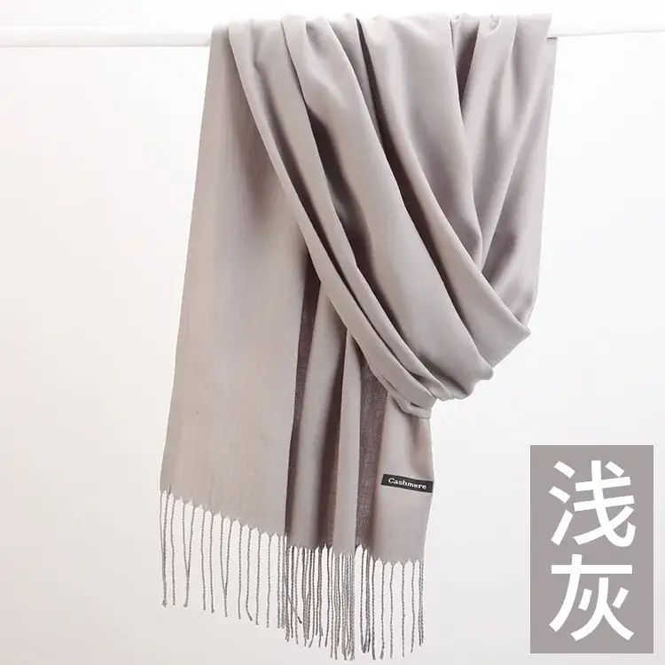 Women's Navy Blue Cashmere Shawl with Tassels - Image 20