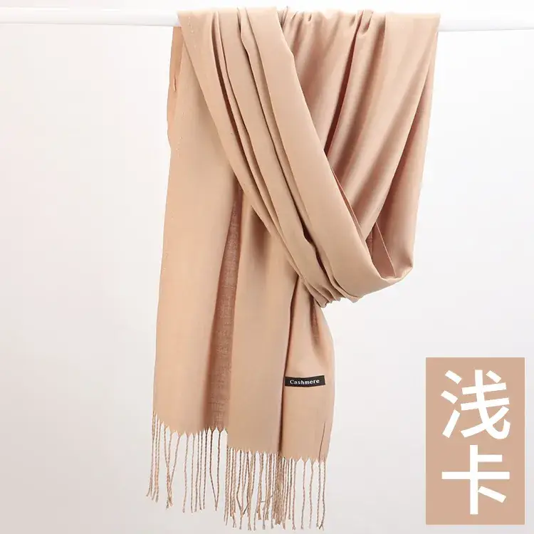 Women's Navy Blue Cashmere Shawl with Tassels - Image 21